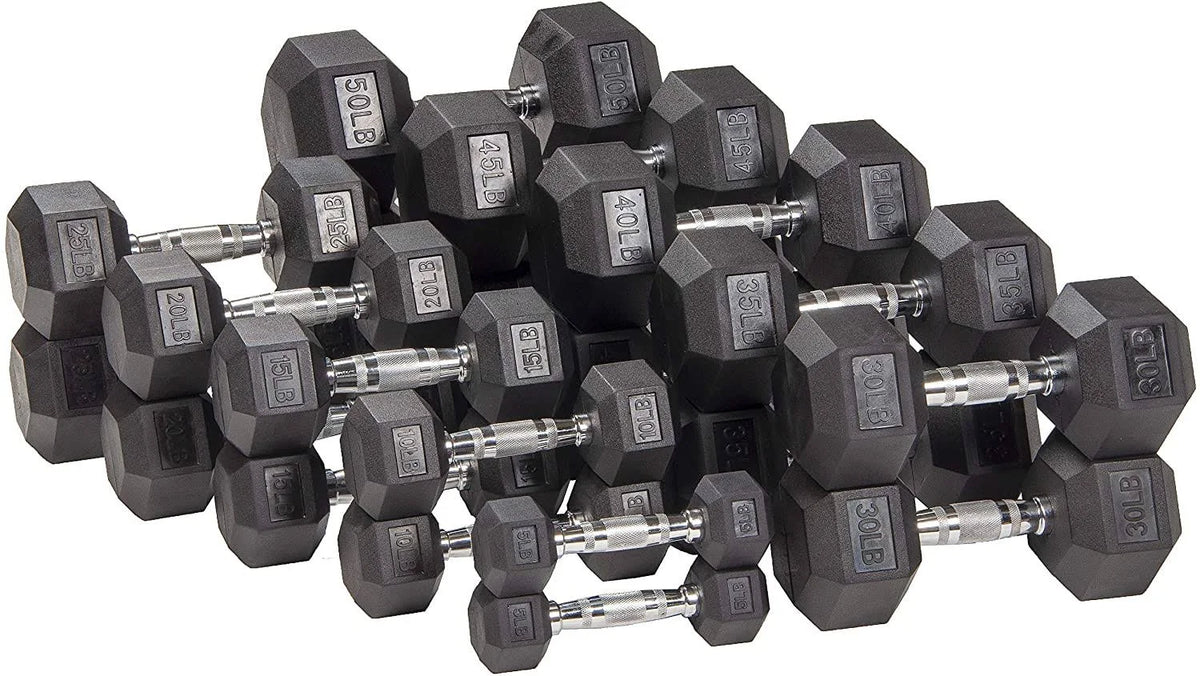 Rubber Encased Hex Dumbbell Pair Black A3340