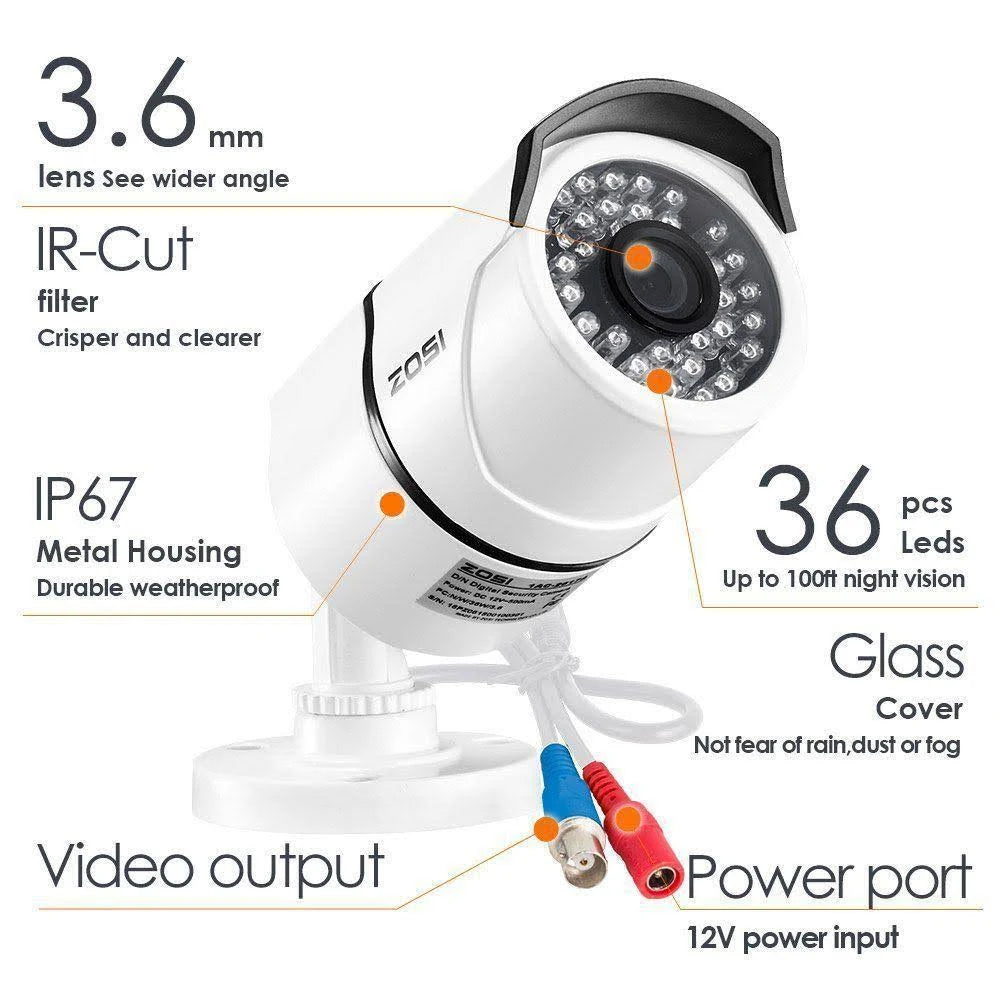 8-Channel 1080p 1TB DVR Security Camera System with 4 Wired Bullet Cameras B792489