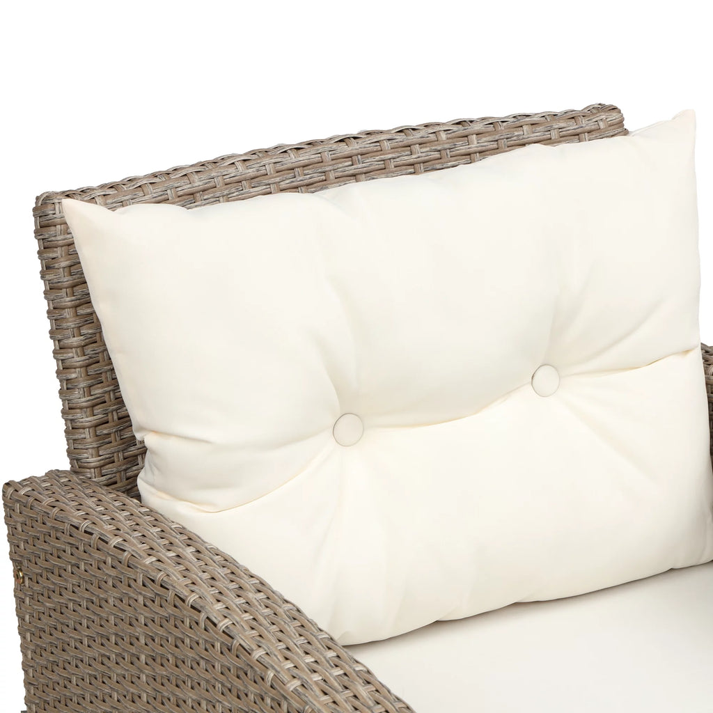 Beige Brown 4 Piece Wicker Rattan Sectional Sofa U88446