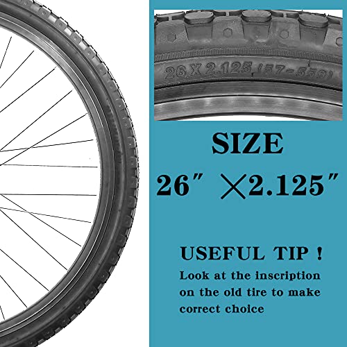 2 Pack 26" x 2.125" Beach Cruiser Bike Tires Black Wall/White Side Wall C31677