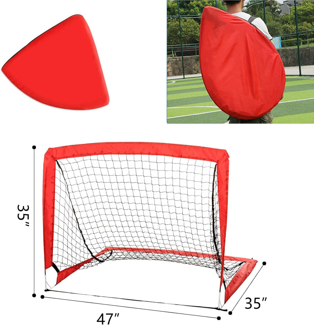 Set of 2 4'x3' Pop Up Soccer Goals with Cones, Carrying Case, Football and Pump U68228
