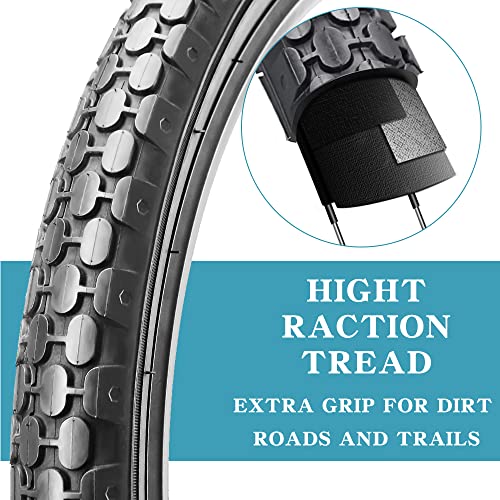 2 Pack 26" x 2.125" Beach Cruiser Bike Tires Black Wall/White Side Wall C31677