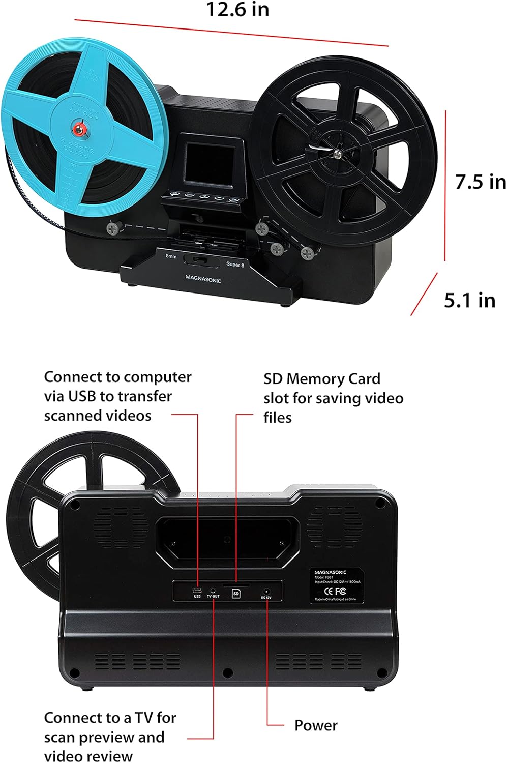 Super 8/8mm Film Scanner with 2.3 Screen F994086