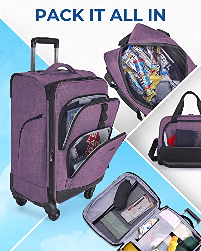 Black Expandable 20 inch Carry on Luggage with Spinner Wheels M459
