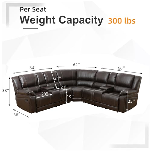 Leather L-Shaped Reclining Sectional Sofa with Chaise U21797