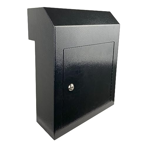 Black Galvanized Steel Locking Mailbox Door Drop Box N5038