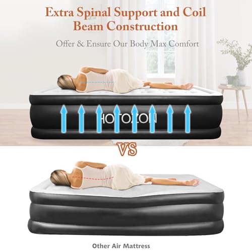 Twin Air Mattress with Built-in Pump, 18" Foldable Blue Air Bed E35970