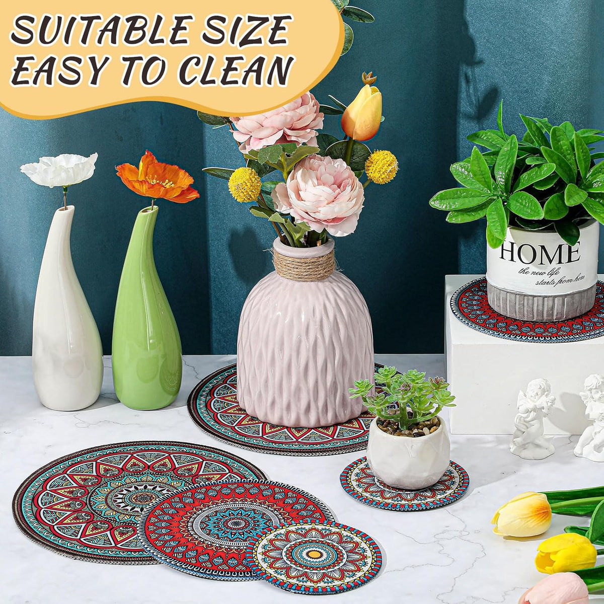 6 Pcs Absorbent Non Slip Round Plant Pot Mat X932571