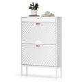 White Shoe Cabinet with 2 Drawers and Adjustable Shelf O38601