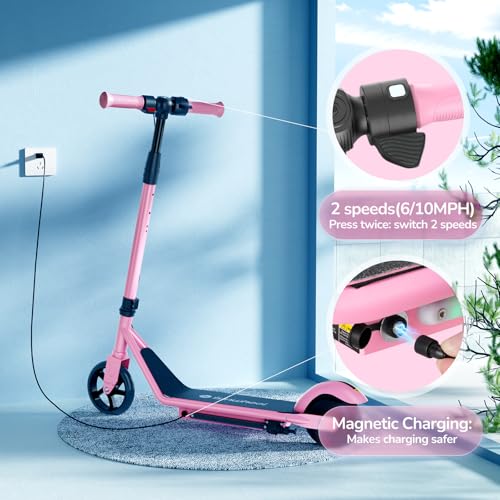 Electric Scooter with Adjustable Speed and Height, Colorful Lights, Double Brake O25213