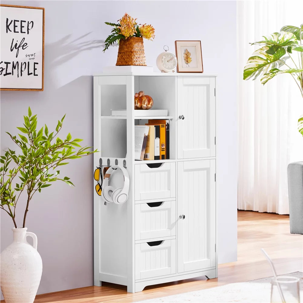 White 3 Drawer Wooden Bathroom Storage Cabinet U384124