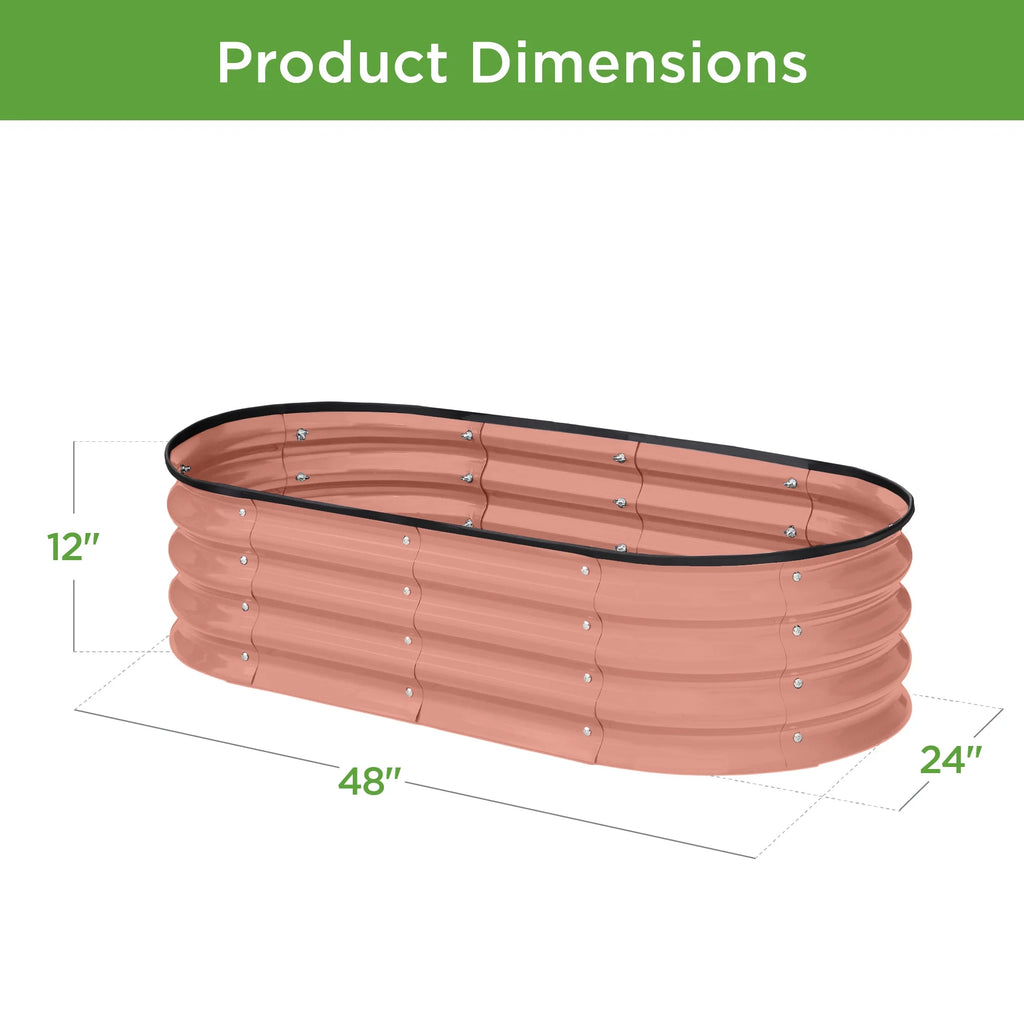 4x2x1ft Outdoor Raised Metal Oval Garden Bed X25045