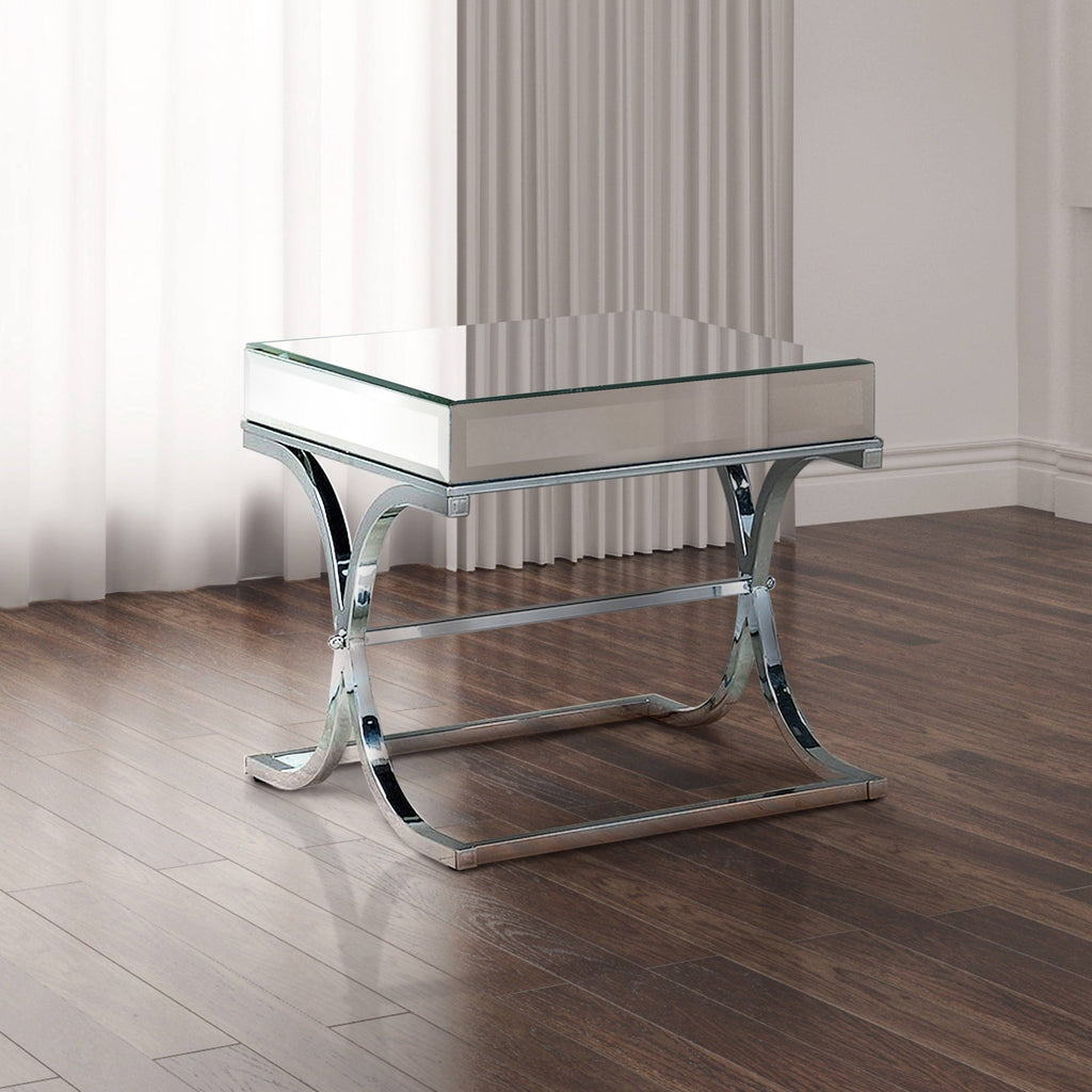 Chrome Metal Square End Table J582
