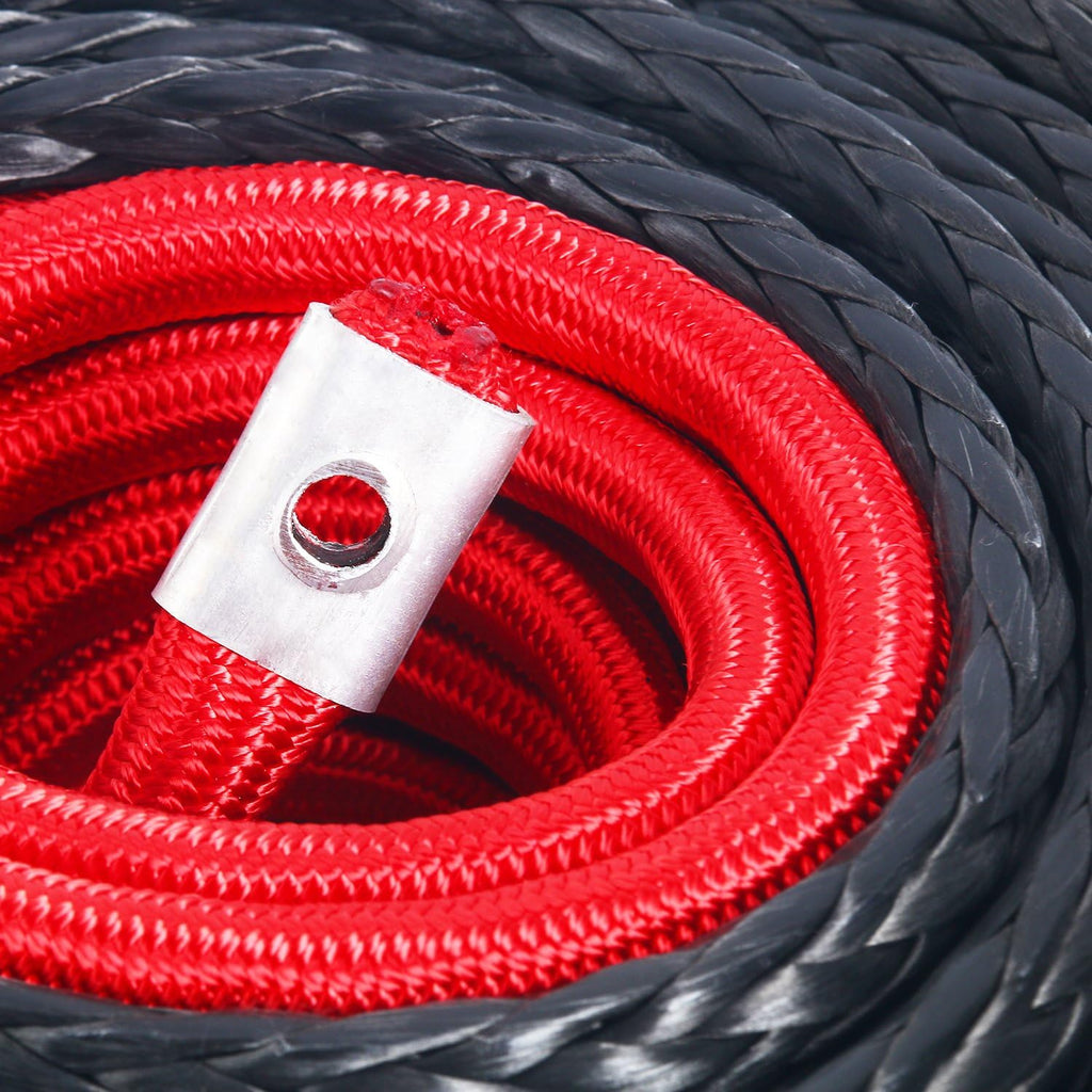 Black Synthetic Winch Rope Cable with Protective Sleeve, 22000lbs, Pack of 2 C3588