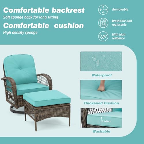 3 Pieces Wicker Patio Bistro Set with Rocking Chair and Glass Coffee Table L167363