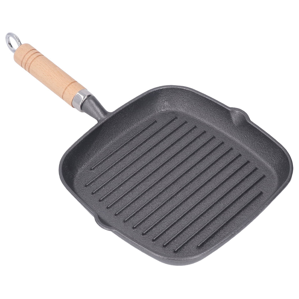 Cast Iron Grill Pan with Wooden Handle W984