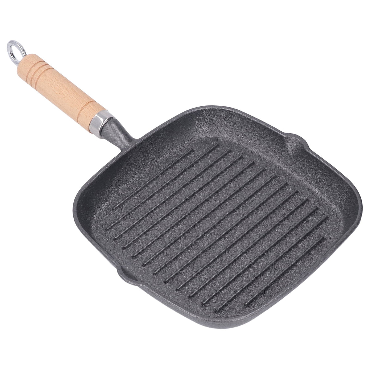 Cast Iron Grill Pan with Wooden Handle W984