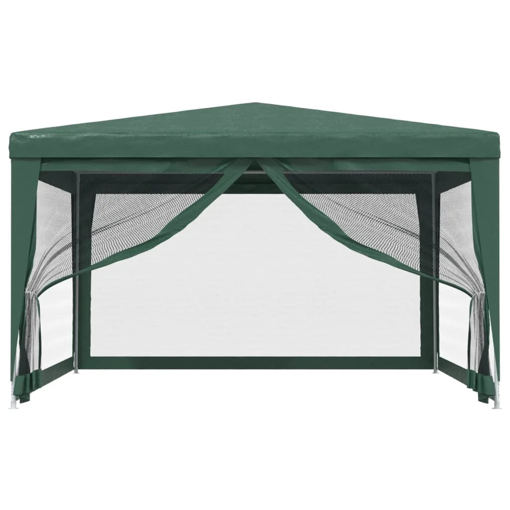 Green 13.1'x13.1' HDPE Party Tent with 4 Mesh Sidewalls E29566