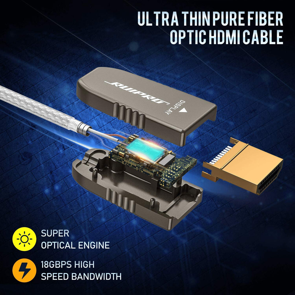 Fiber Optic HDMI Cable 65FT 4K 60FPS HDMI 2.0 18Gbps Active Optical Cable L6873