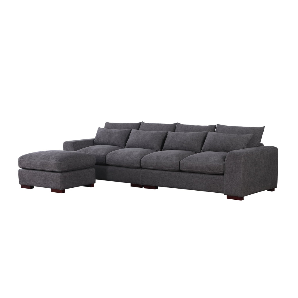 Dark Gray Fabric Modular Reversible Sectional Sofa & Ottoman T361