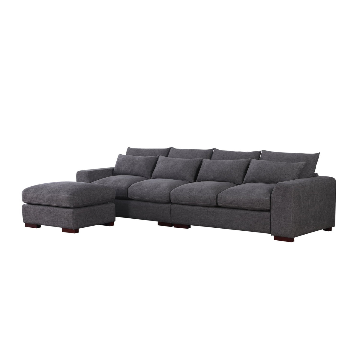 Dark Gray Fabric Modular Reversible Sectional Sofa & Ottoman T361