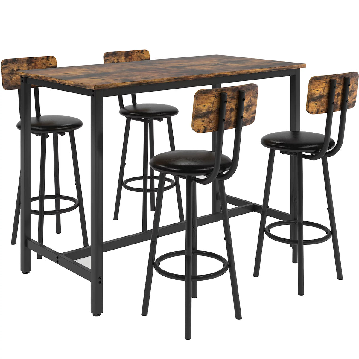 5 Piece Bar Height Dining Table Set with Upholstered Stools B229380