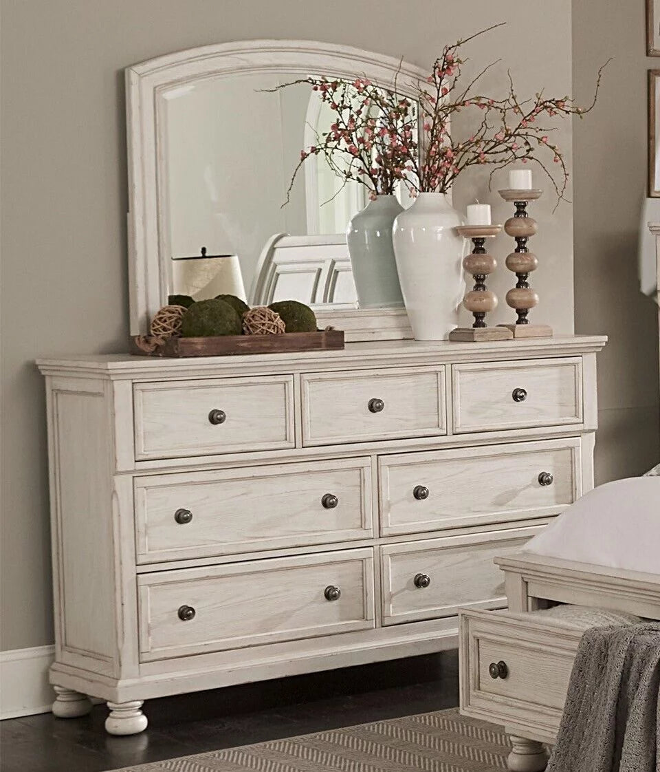 Queen Size 6pc Storage Bed Dresser Mirror White T283669