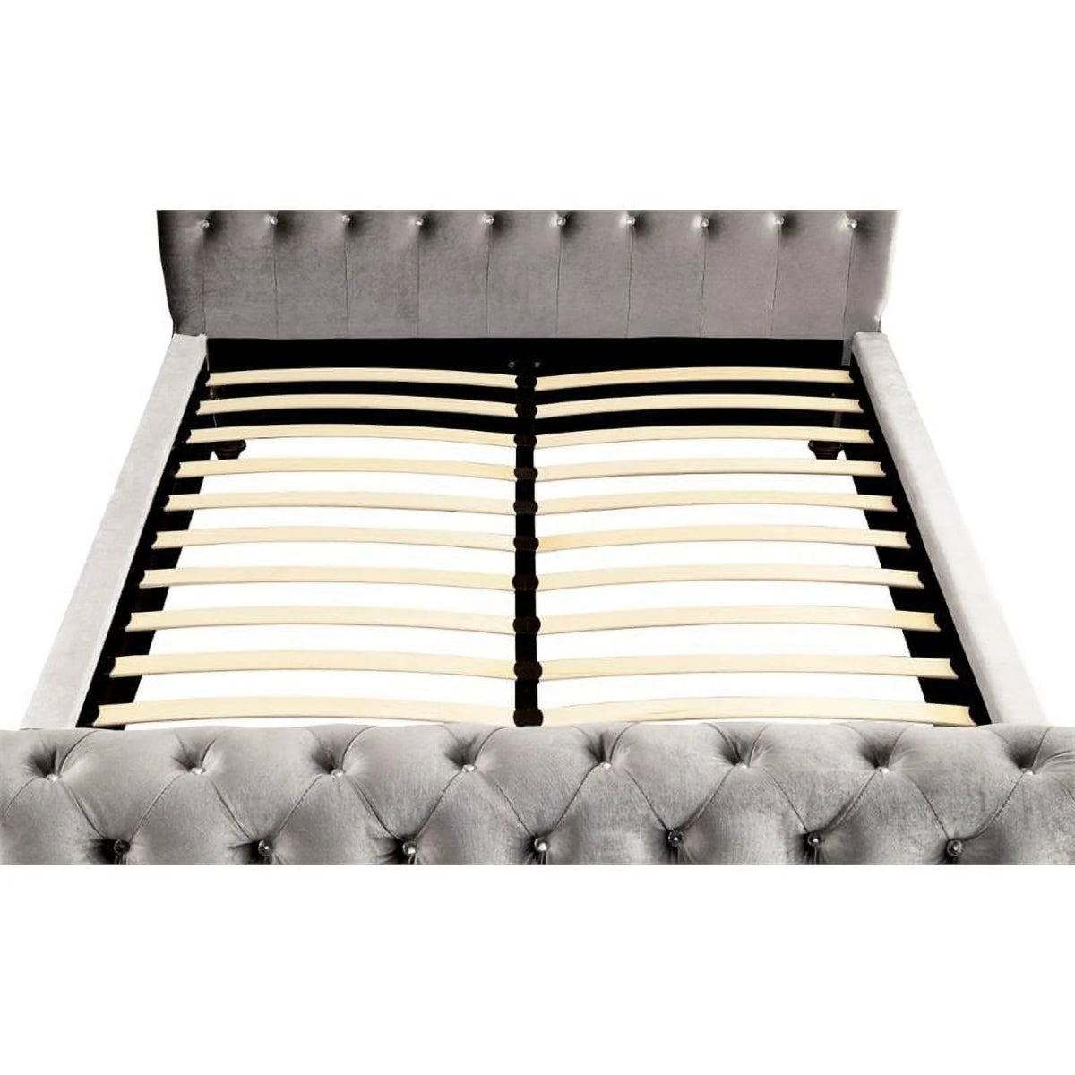 Gray Fabric Queen Sleigh Bed W6957