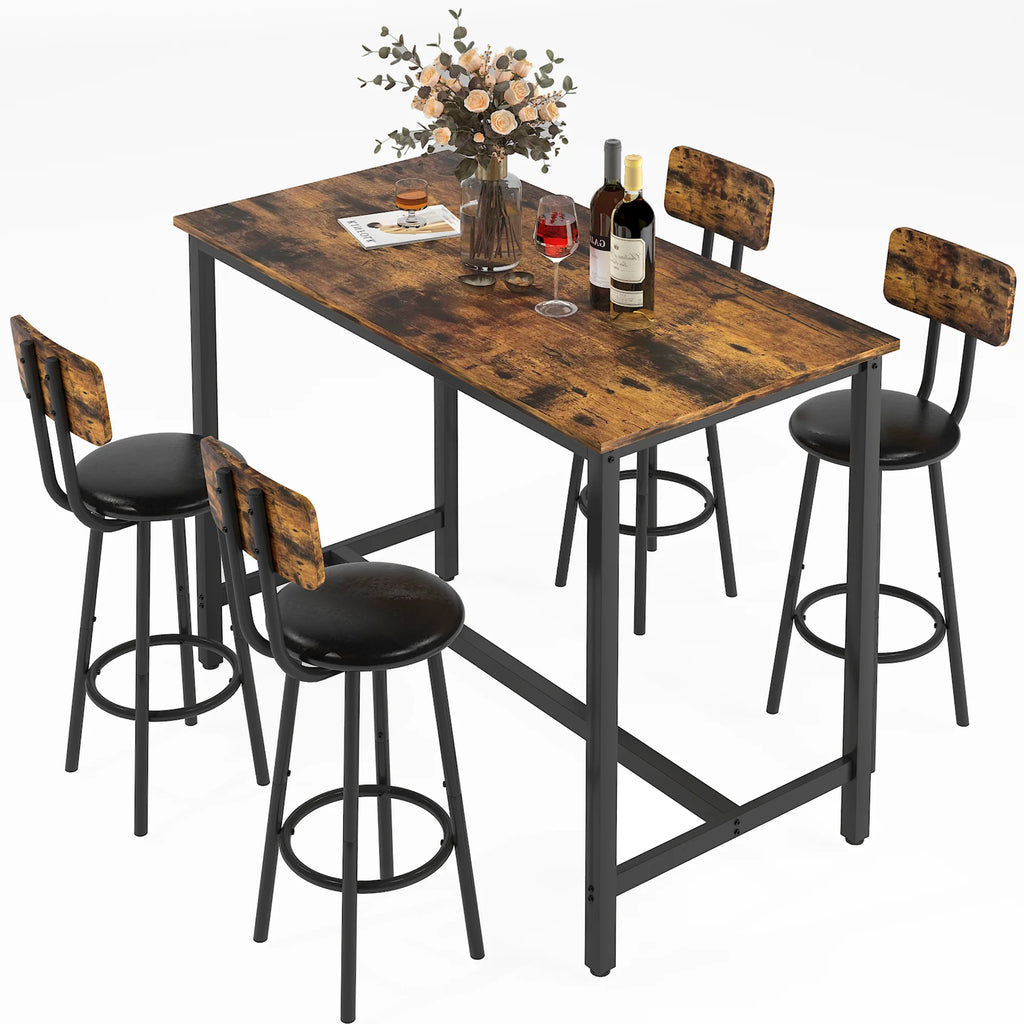 5 Piece Bar Height Dining Table Set with Upholstered Stools B229380