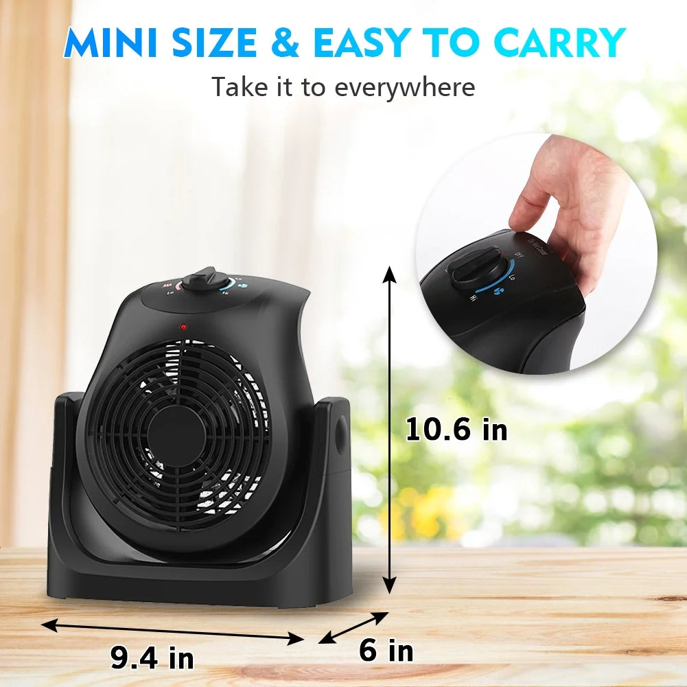 2 in 1 Personal Electric Table Fan and Heater Combo Black S97686