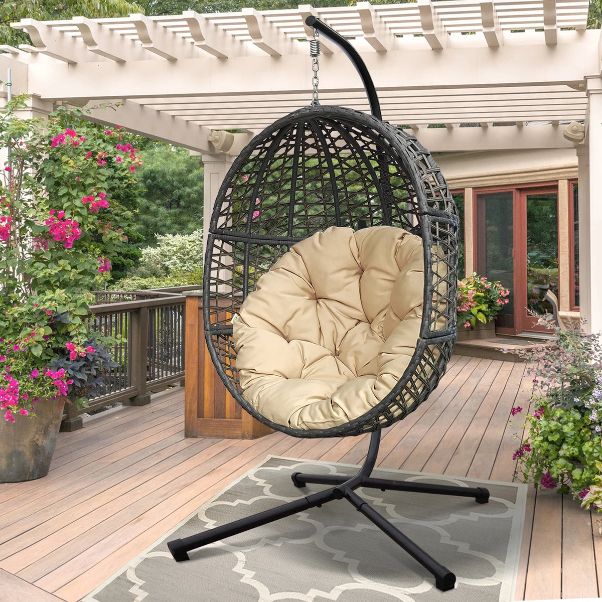 Rattan Egg Swing Chair with Stand Q8305