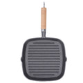 Cast Iron Grill Pan with Wooden Handle W984