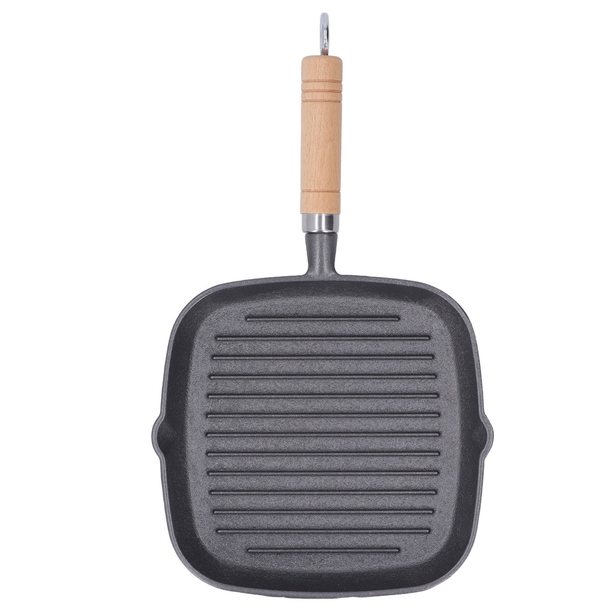 Cast Iron Grill Pan with Wooden Handle W984