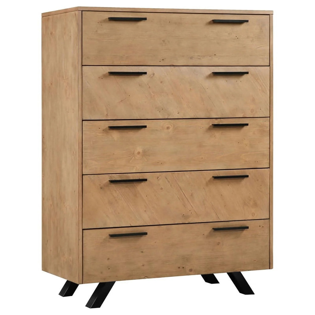 Light Honey Brown 5-drawer Rectangular Chest I93488