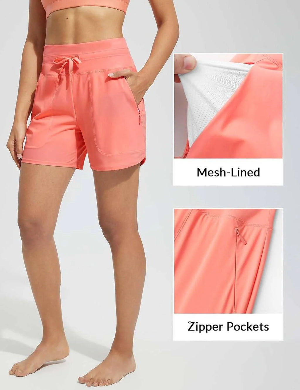 High-Waisted Quick-Dry Swim Shorts W12120