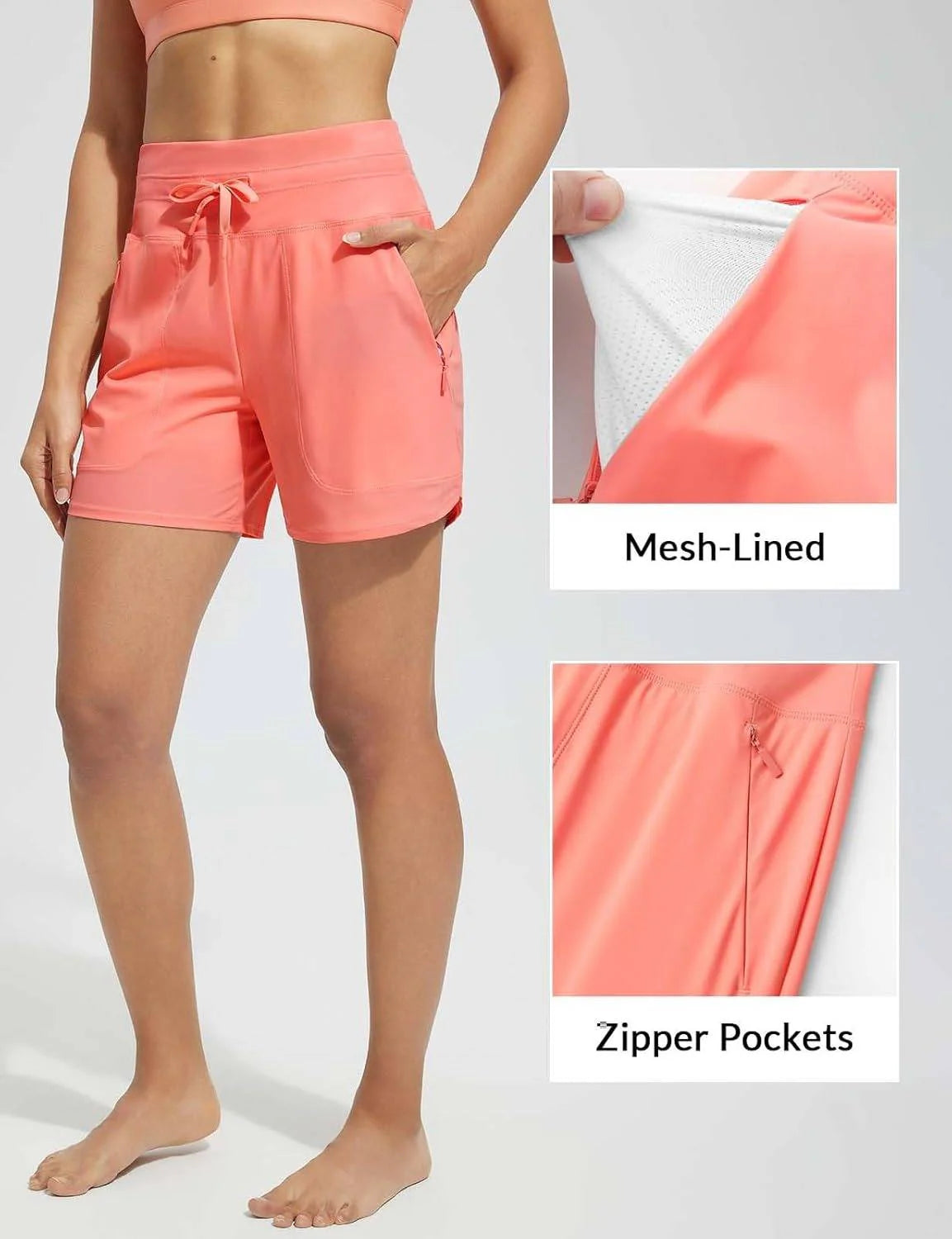 High-Waisted Quick-Dry Swim Shorts W12120
