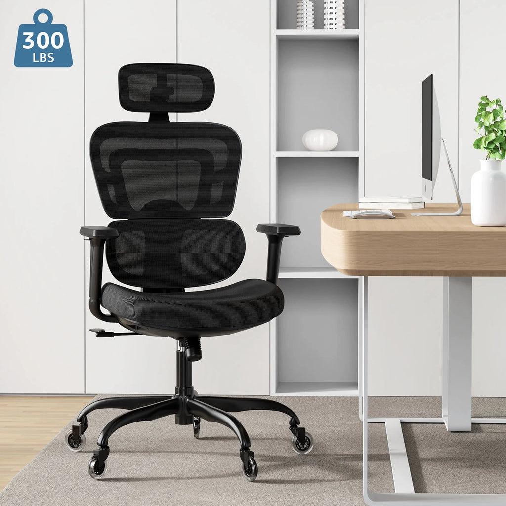 Black Ergonomic Mesh Office Chair with Lumbar Support and Wheels G495