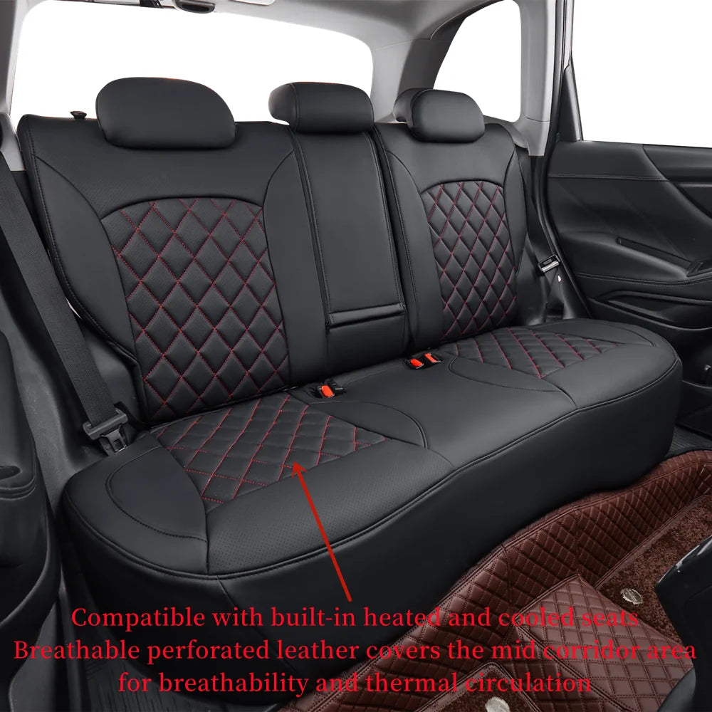 Black/Red Leatherette Full Set Car Seat Covers Y2771