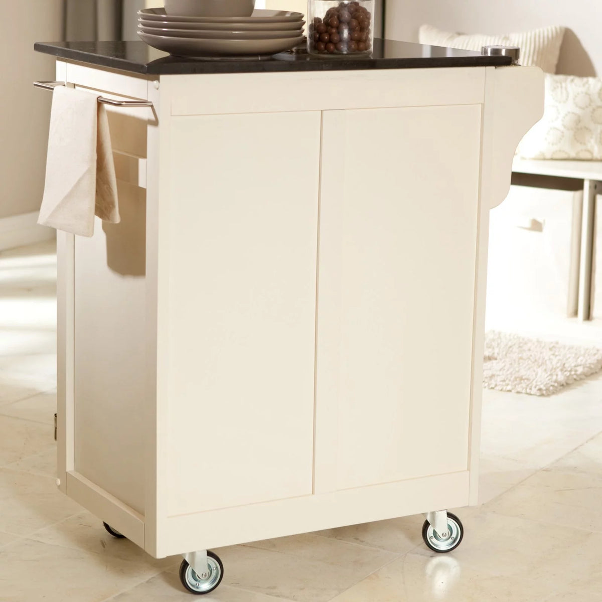Off White Wood Kitchen Cart W921400
