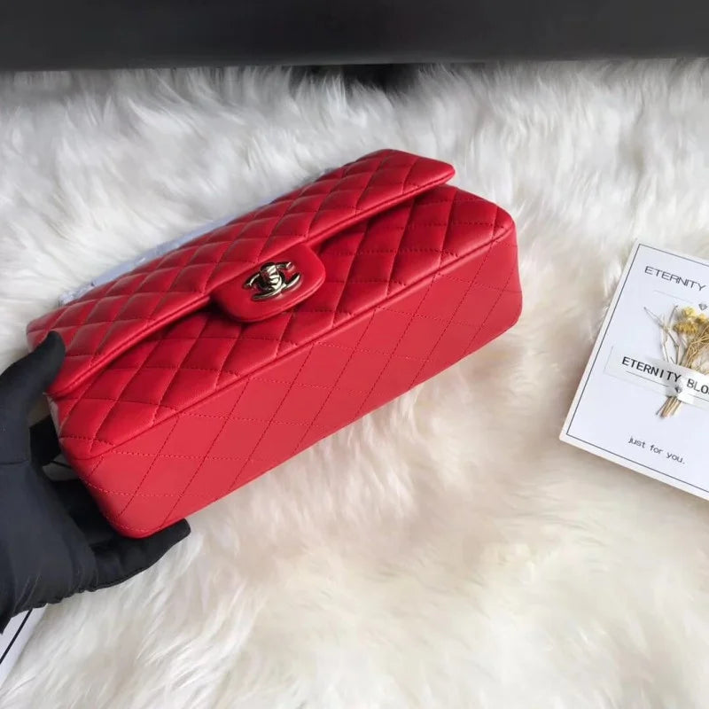 Red Medium Size Lambskin Leather Flap Bag G64003