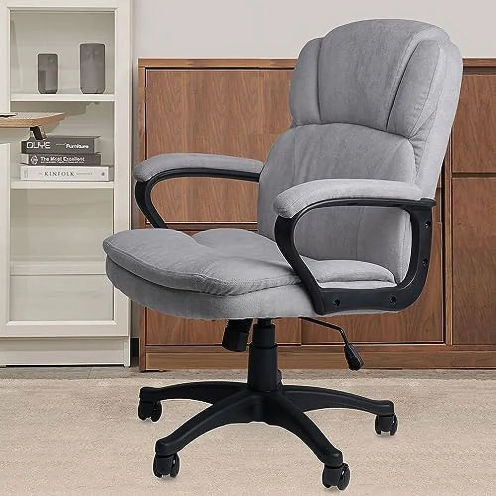 Ergonomic Upholstered Swivel Office Chair with Headrest and Armrest M9132