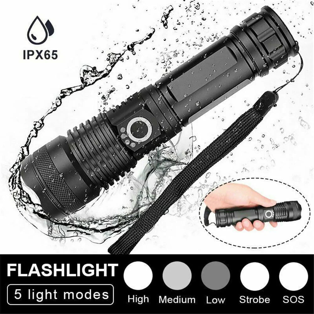100000 High Lumens Usb Rechargeable Waterproof Flashlight W424176