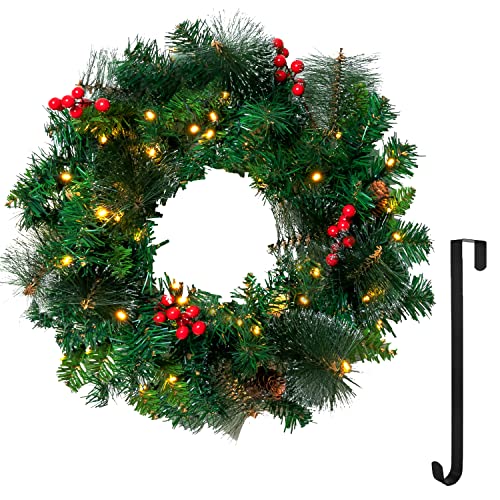20” Artificial Christmas Wreath Prelit with 50 LED Lights Z404