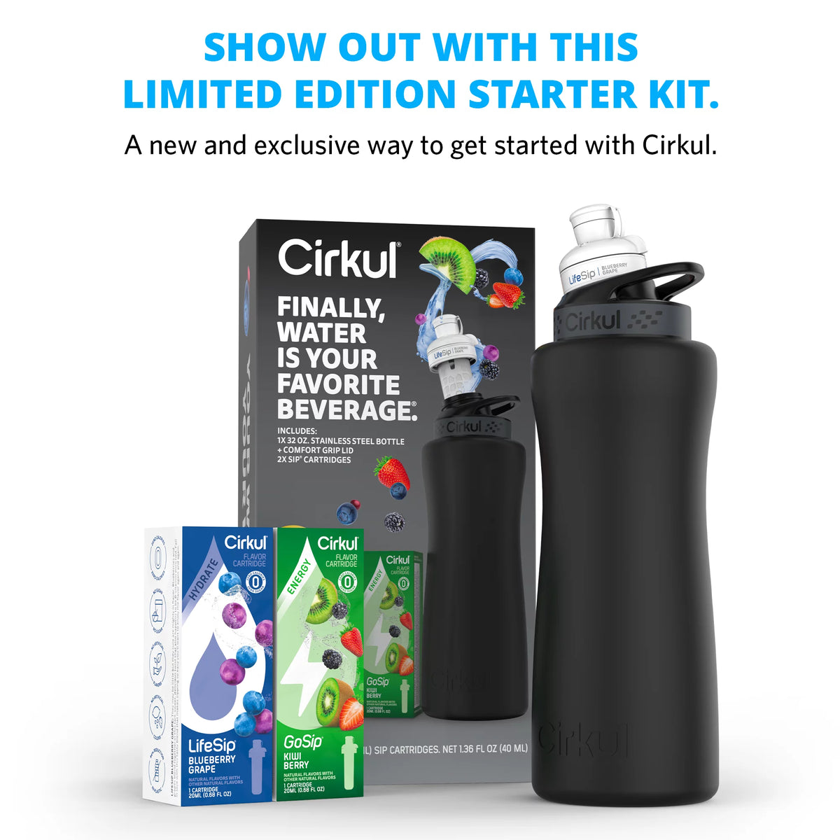 32oz Rose Gold Stainless Steel Water Bottle Starter Kit with Lid and 2 Flavor Cartridges F239969