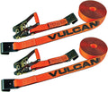Ratchet Strap with Flat Hooks, 2 Inch x 30 Foot, 2 Pack, 3,300 Pound Safe Working Load D96584