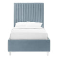 Velvet Full Platform Bed Slate Blue E6745