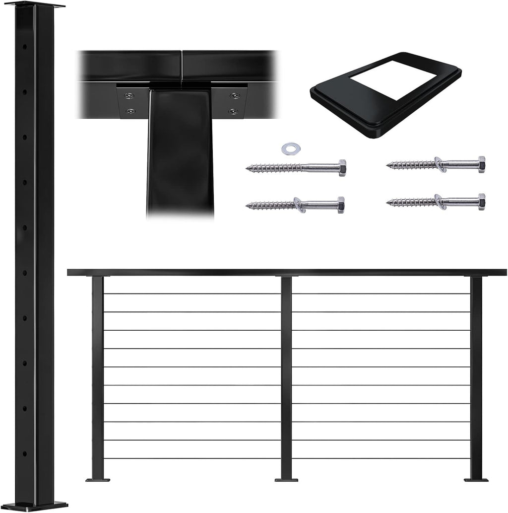 36x2x2 Stainless Steel Black Powder Coated Pre-Drilled Posts Pack of 2 W811429
