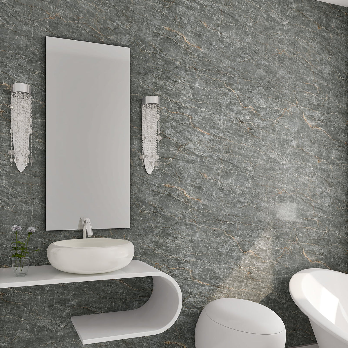 24"x354" Grey Marble Peel and Stick Wallpaper V31600