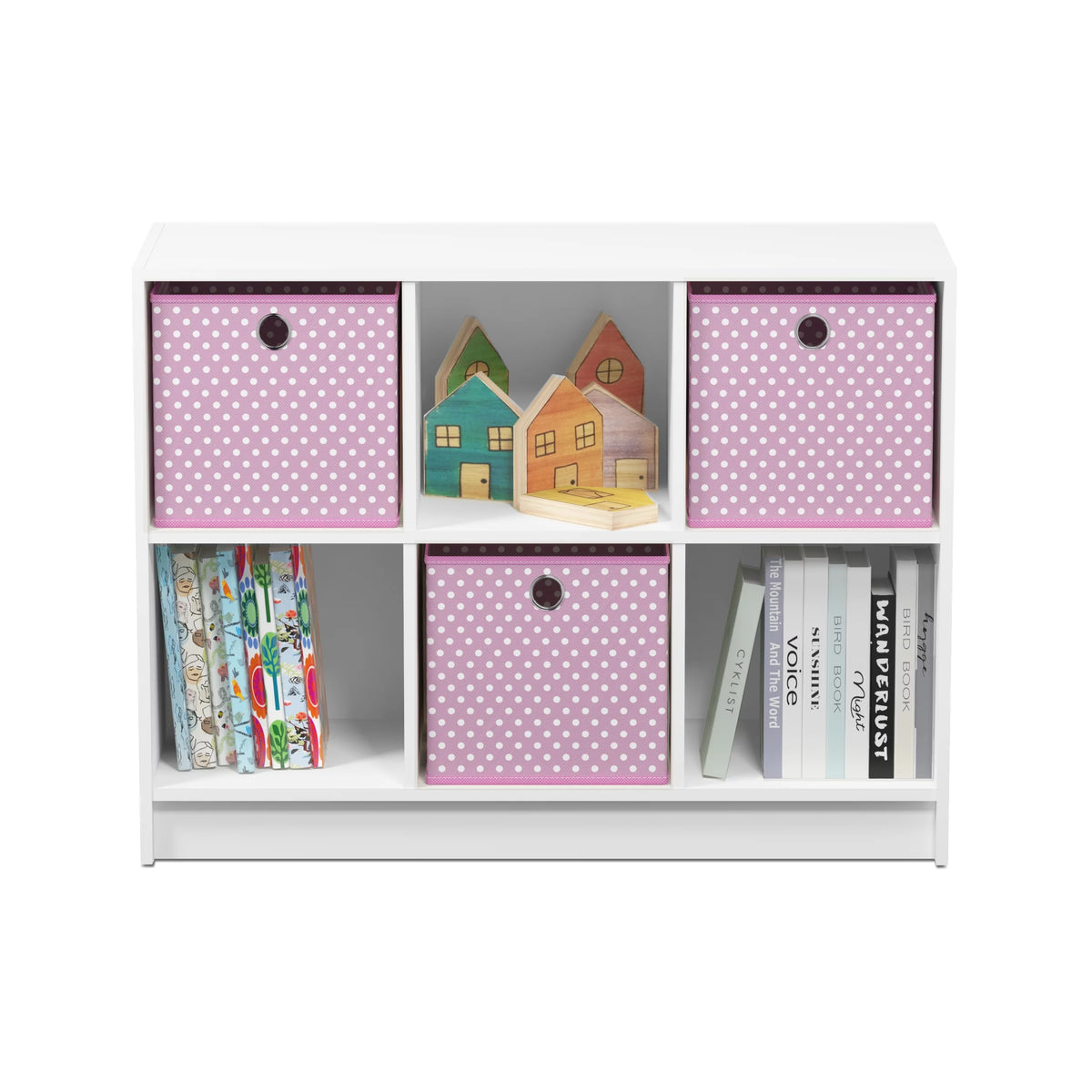 6 Cube Storage Organizer Bookcase with Bins V707