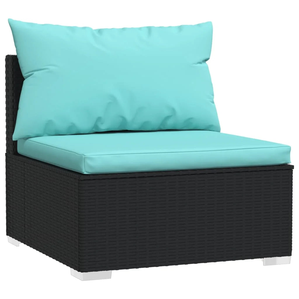 2 Piece Patio Furniture Set with Cushions Poly Rattan Black G2325